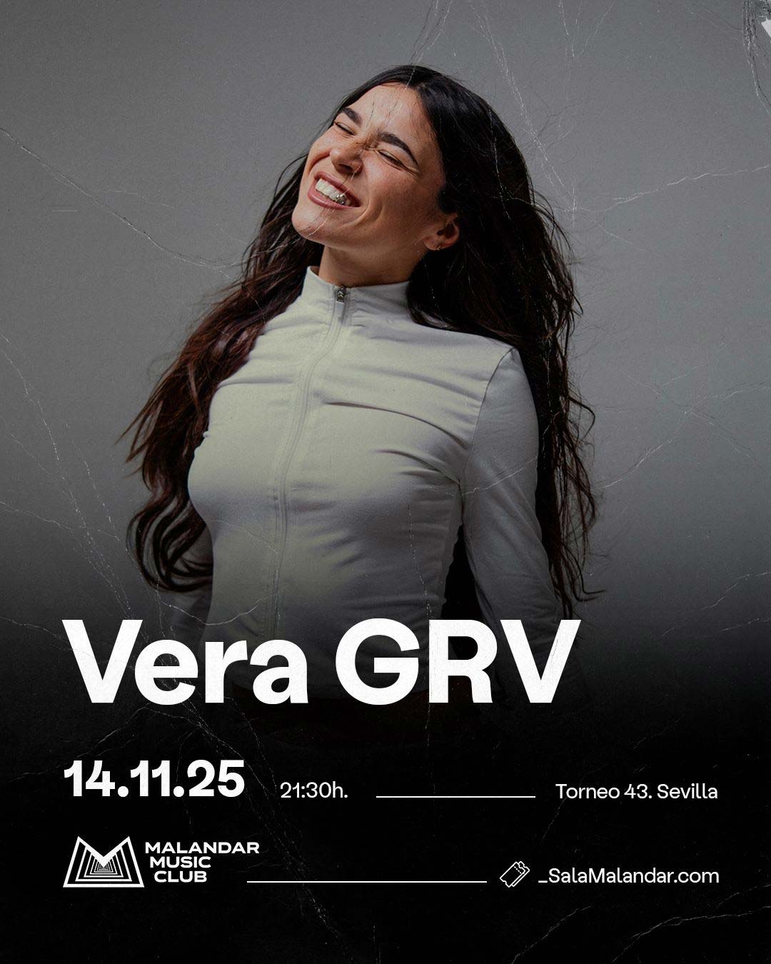 Cartel Vera GRV en concierto el 14 de noviembre en la Sala Malandar